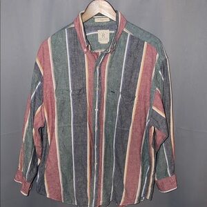 River Brand Button down striped shirt Cotton 70s Laid back Casual Men’s XL